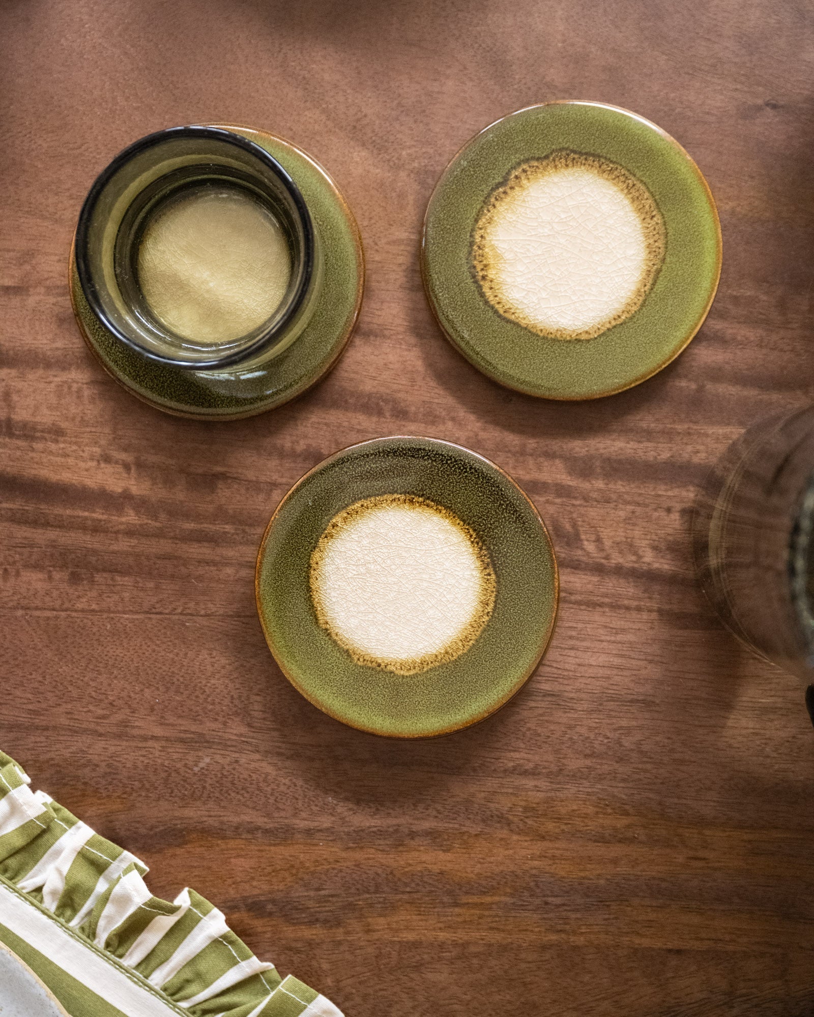 【 think of things】CIRCLE BASKET GREEN Coaster Shiso Stoneware Green 1PC – Things I Like Things I Love