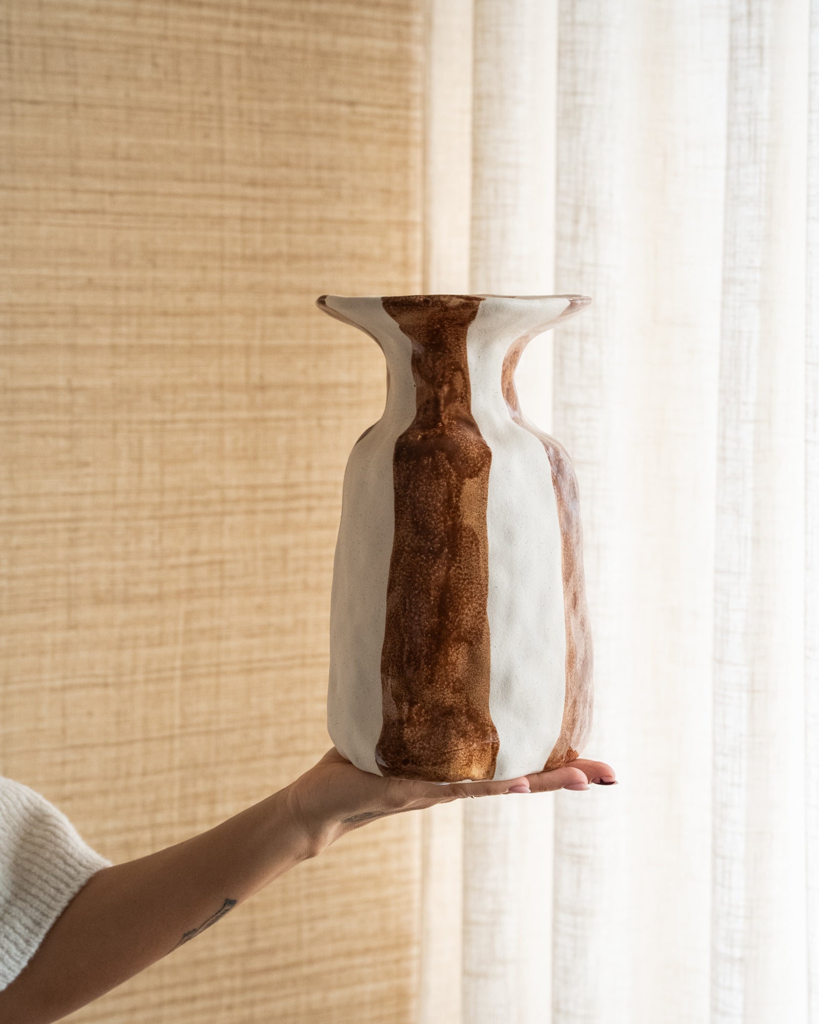 Deco Vaas Larisa Keramiek Striped
