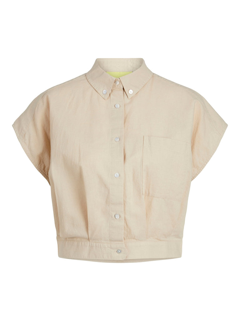 Penny Linen Blend Shirt Cement - Things I Like Things I Love