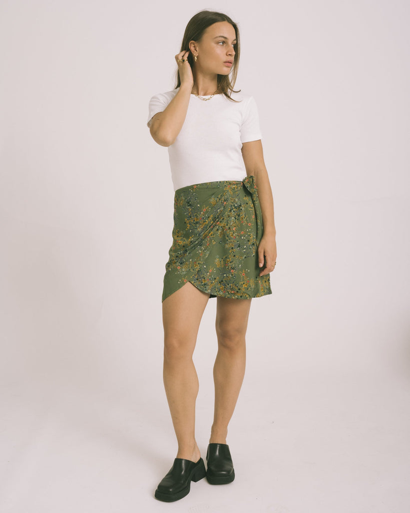 TILTIL Celine Skirt Green Flower Print - Things I Like Things I Love