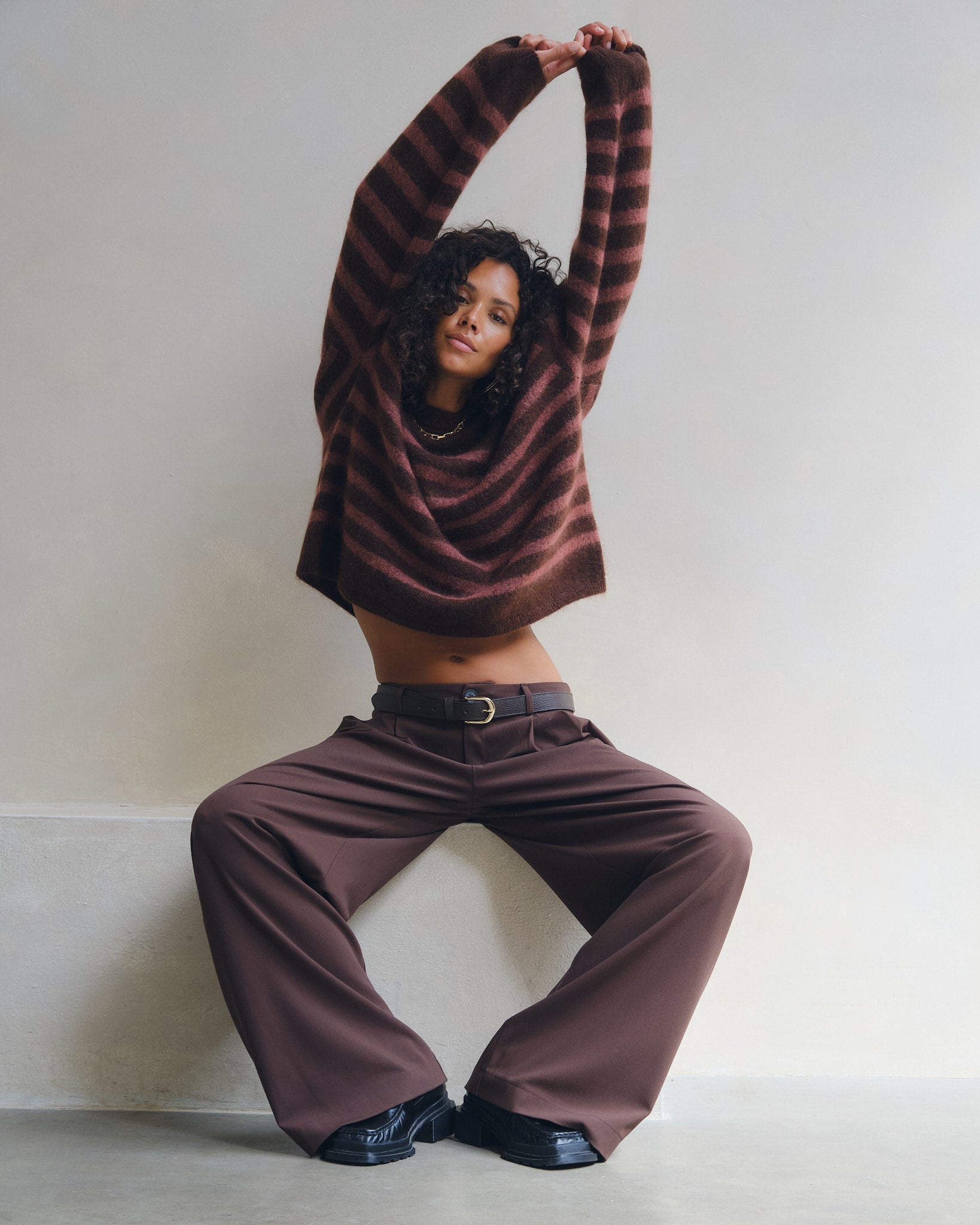 TILTIL Mulla Striped Mohair Pullover Bruin - Things I Like Things