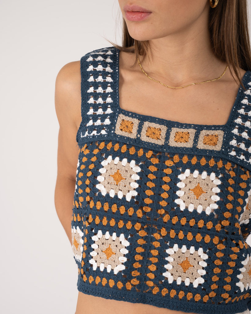 TILTIL Freya Crochet Top Petrol Beige One Size - Things I Like Things I Love