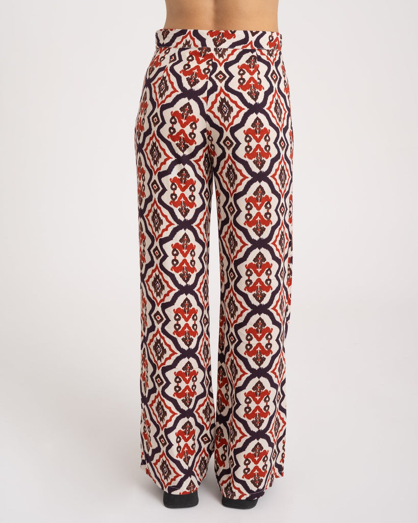 TILTIL Lily Pants Aubergine Red White Print - Things I Like Things I Love