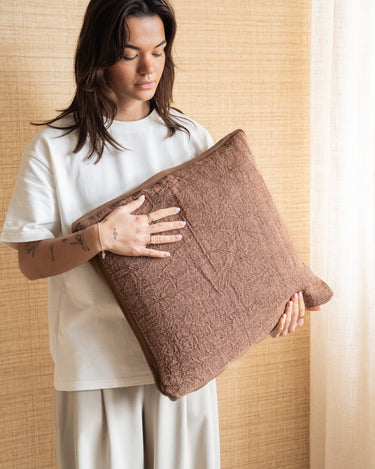 100% Feather Cushion Alpha Mocha Linen - Things I Like Things I Love