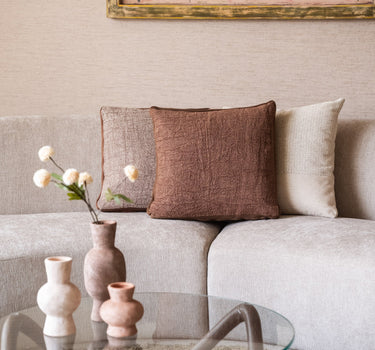 100% Feather Cushion Alpha Mocha Linen - Things I Like Things I Love