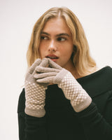 Handschuhe Kariert Taupe Beige