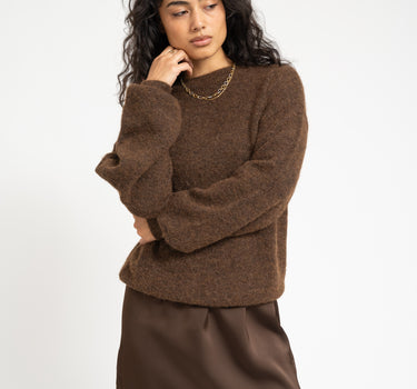 TILTIL Frederique Satin Skirt Lace Brown