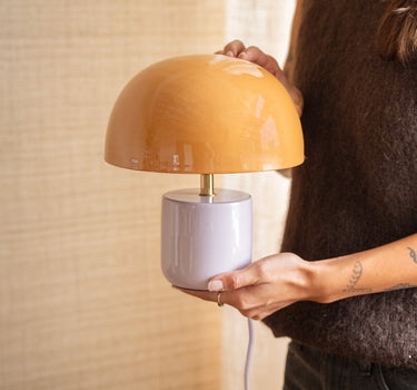 Tischlampe Mushy Eisen Braun/Lila