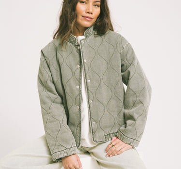 TILTIL Loa Stitched Denim Jacket Green