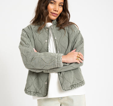 TILTIL Loa Stitched Denim Jacket Green