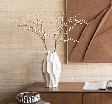 Dekorative Vase mit Blättern, Beige