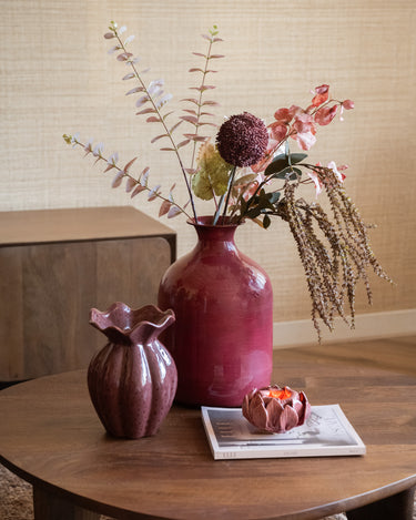 Large Deco Vaas Metal Burgundy