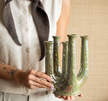 Deco Vase Leonjo Olive Green