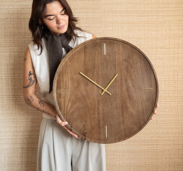 X-Large Wall Clock Veti Wood Mango