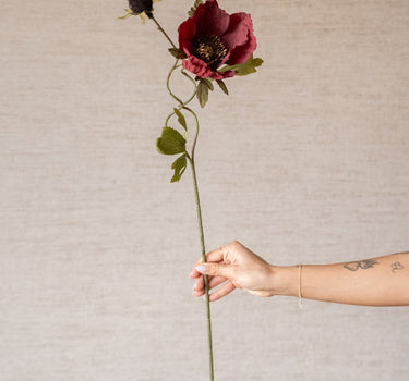 Faux Flower Poppy Burgundy