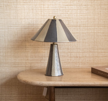 Table Lamp Lino Striped Ceramic Brown