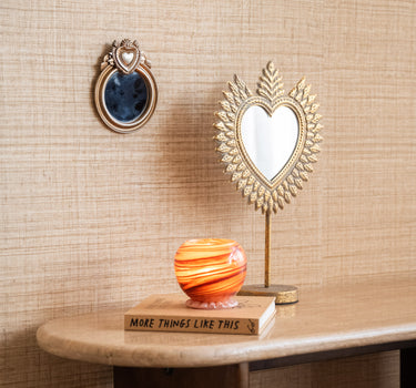 Mirror On Base Heart Gold