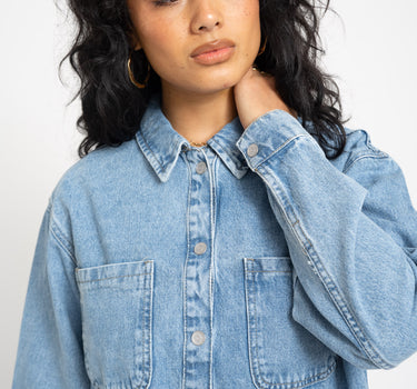 Alva Denim Shacket Light Blue
