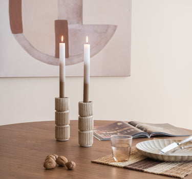 2er-Set - Dinnerkerze Ombre Braun