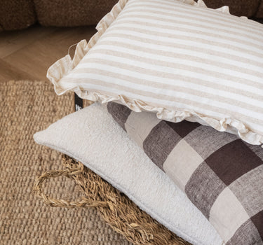 Kissen Rüsche Gestreift Beige