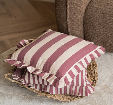 Kussen Sepp Ruffle Striped Roze