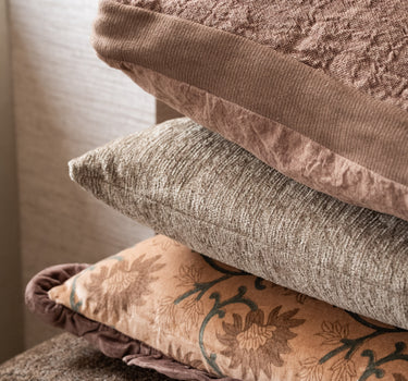 100% Feather Cushion Alpha Mocha Linen