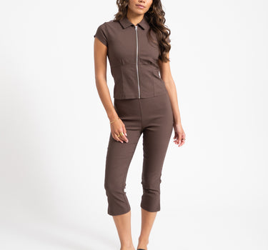 Wayne Zip Top Chocolate Brown