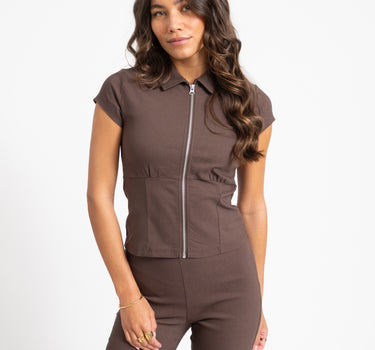 Wayne Zip Top Chocolate Brown