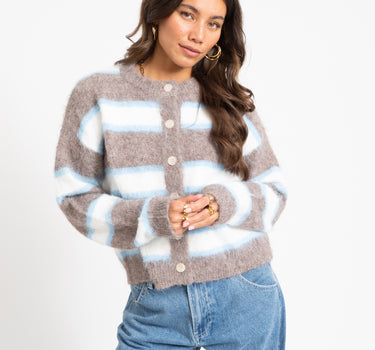 TILTIL Striped Rosalia Cardigan Light Blue