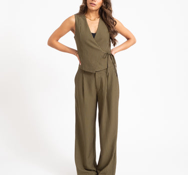 TILTIL Sanne Pinstripe Pantalon Green