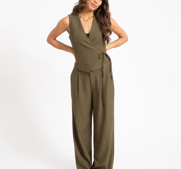 TILTIL Sanne Pinstripe Pantalon Green