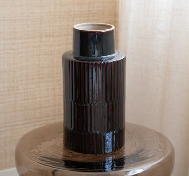 Vase Keramik Grün Braun