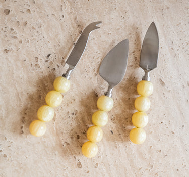 SET VAN 3 - HKLIVING Kaasmesjes Butter Yellow