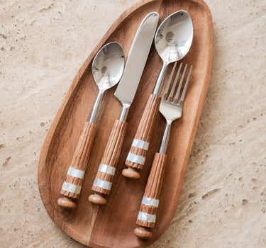 SET VAN 16 - Bestekset Acacia Bruin