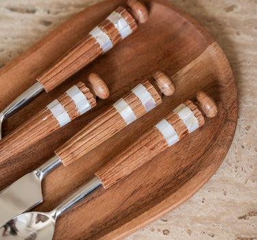 SET VAN 16 - Bestekset Acacia Bruin