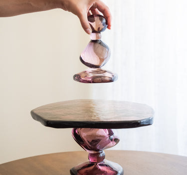 HKLIVING Cake Stand Jewel Amethyst Pink