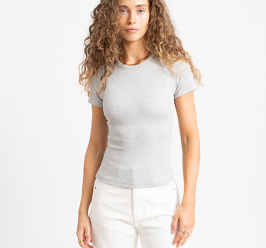 Frankie Rib Tee Hellgrau Melange