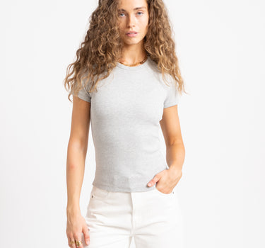 Frankie Rib Tee Hellgrau Melange