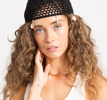 TILTIL Summer Crochet Shell Hat Zwart