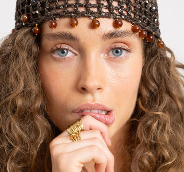 TILTIL Isla Crochet Bead Hat Bruin