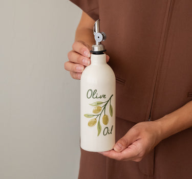 Hand-painted Olive Oil Bottle Ceramic