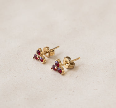TILTIL Set of 2 Zircon Stud Earrings Gold Burgundy