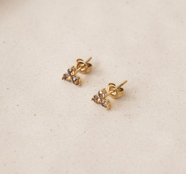 TILTIL 2er-Set Zirkon-Ohrstecker Goldbraun