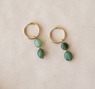 TILTIL Set of 2 Twin Gem Drop Earrings Green Gold