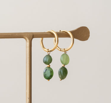 TILTIL Set of 2 Twin Gem Drop Earrings Green Gold
