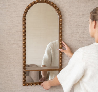 Anne Walnut Bead Mirror