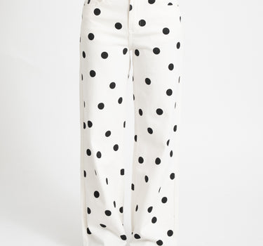 Mina Wide Leg Polkadot Jeans Wit
