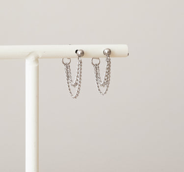 TILTIL Set von 2 Layered Chain Ohrsteckern Silber