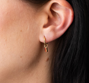 TILTIL Set van 2 Crystal Bar Zircon Earrings Oranje Goud