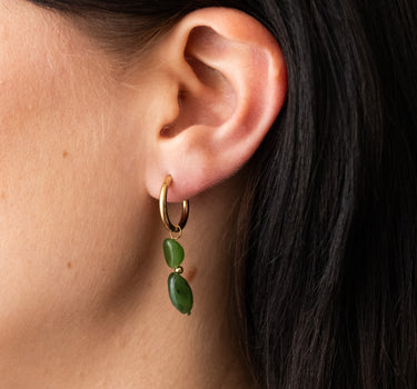 TILTIL Set of 2 Twin Gem Drop Earrings Green Gold